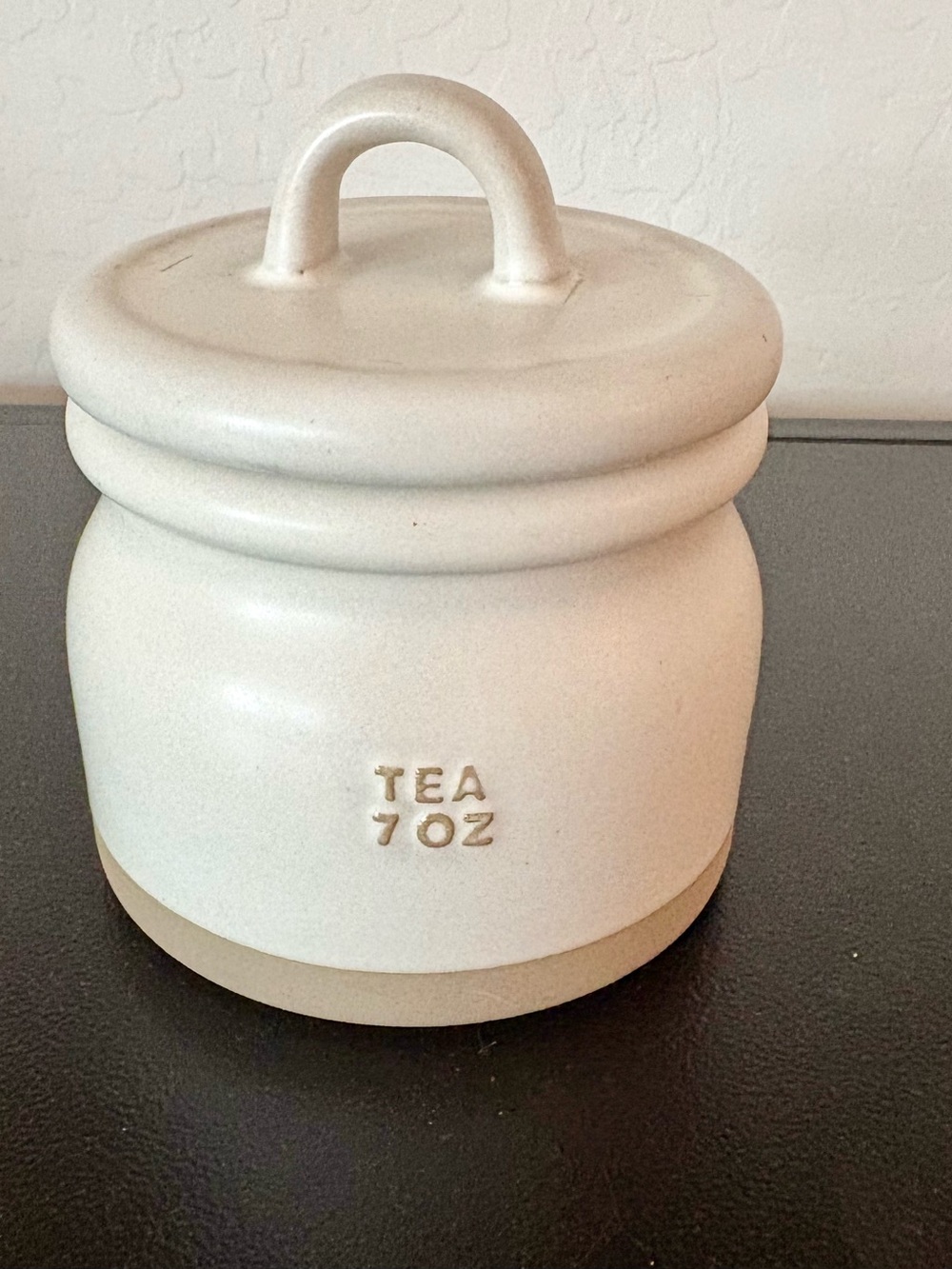 Hearth & Hand Cream Stoneware Tea Canister with Loop Lid